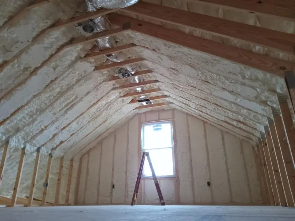 Spray foam roofing application for Crawl Space Insulation project in Houlton